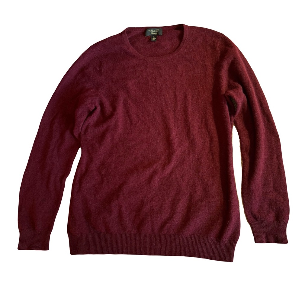 Women's Charter Club Cashmere Crewneck Sweater, Maroon, Size L